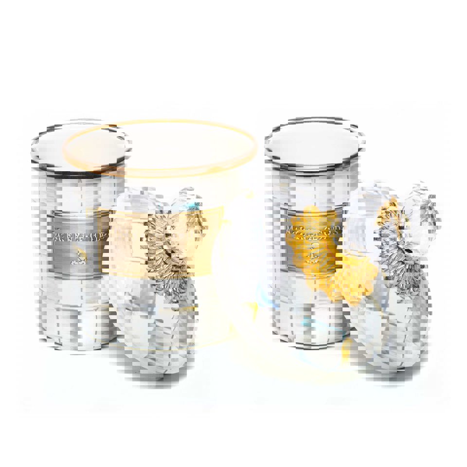 Sterling Check Grey Enamel Demi Canister by Mackenzie-Childs