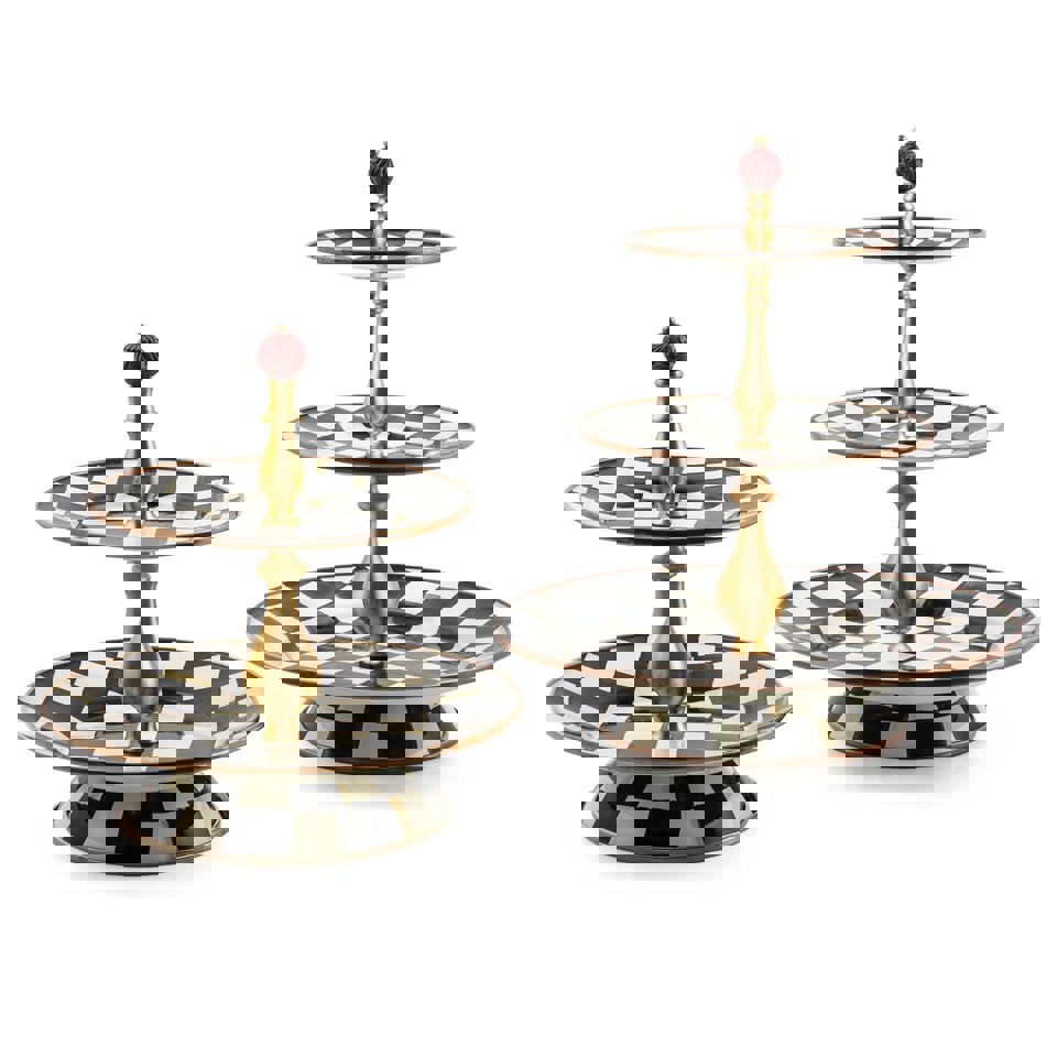 Courtly Check Enamel Two Tier Sweet Stand