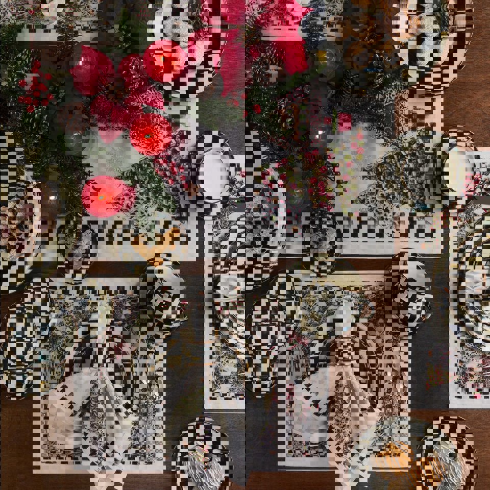 Courtly Check Enamel Napkin Rings - Set of 4