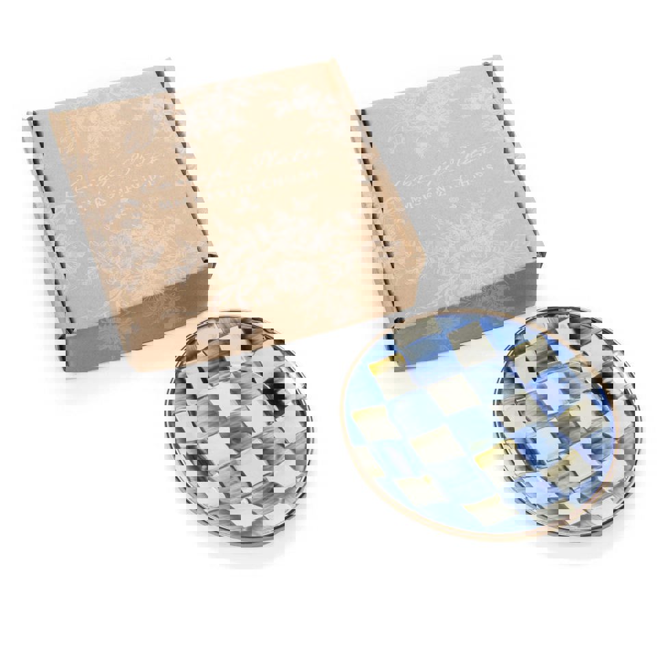 Royal Check Enamel Appetizer Plates - Set of 4