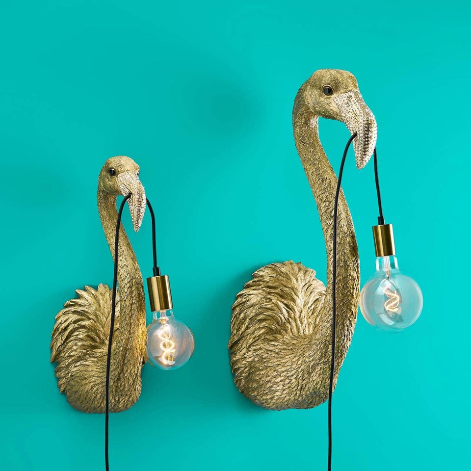 Animal Design Flamingo Tiffany Wall Lamp, Gold - |VESIMI Design|