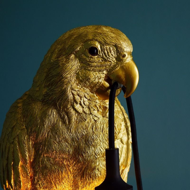 Antique Gold Table Lamp Parrot Timmy - |VESIMI Design| Luxury Bathrooms and Home Decor