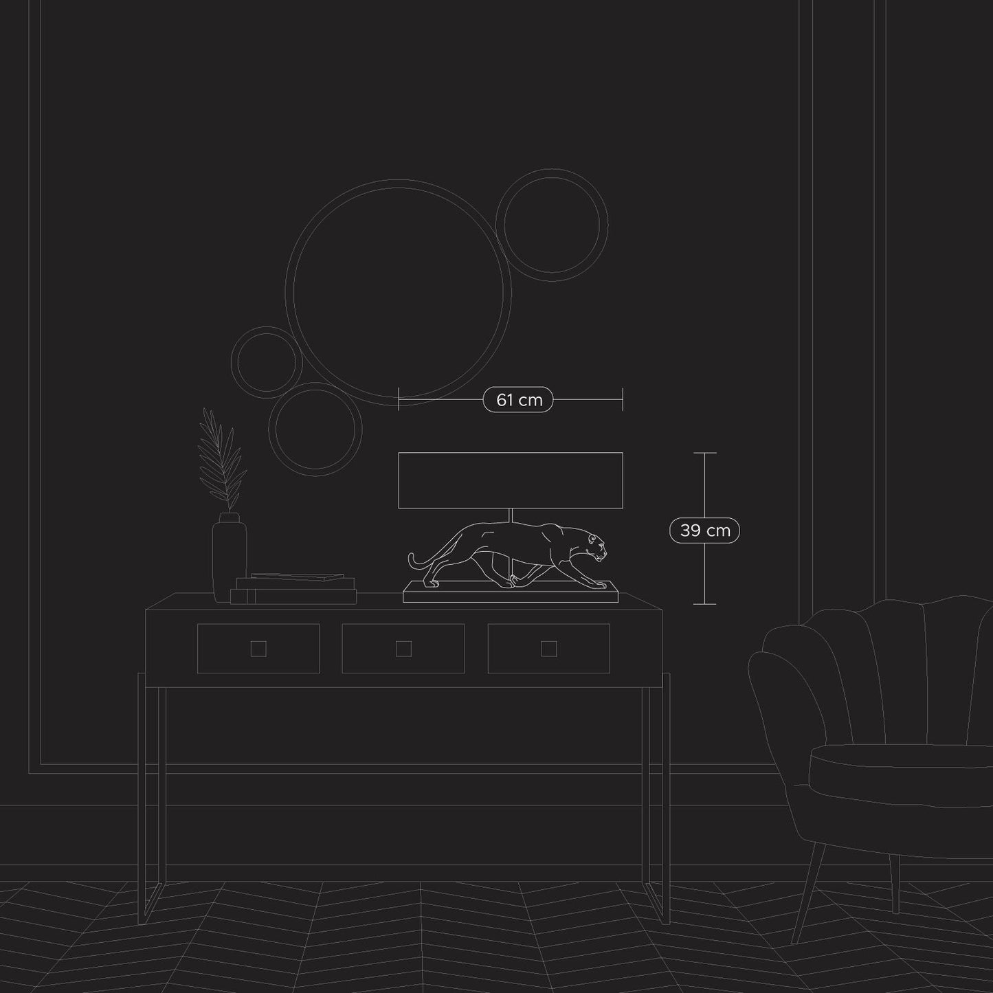 Baghiro Panther Design Table Lamp in Black and Silver - |VESIMI Design| Luxury Bathrooms and Home Decor