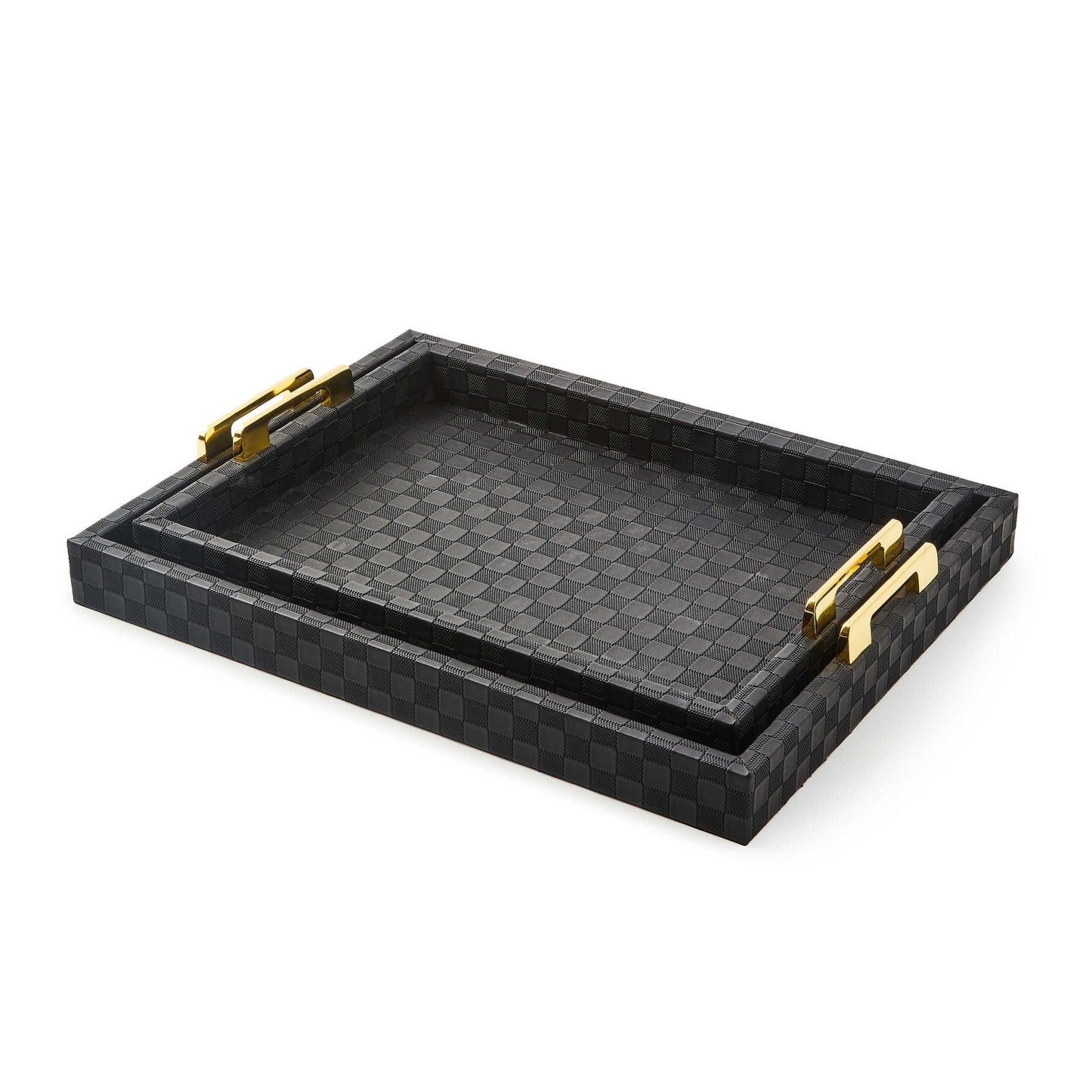 Black Faux Leather Small Tray by MacKenzie - Childs - |VESIMI Design| Luxury Bathrooms and Home Decor