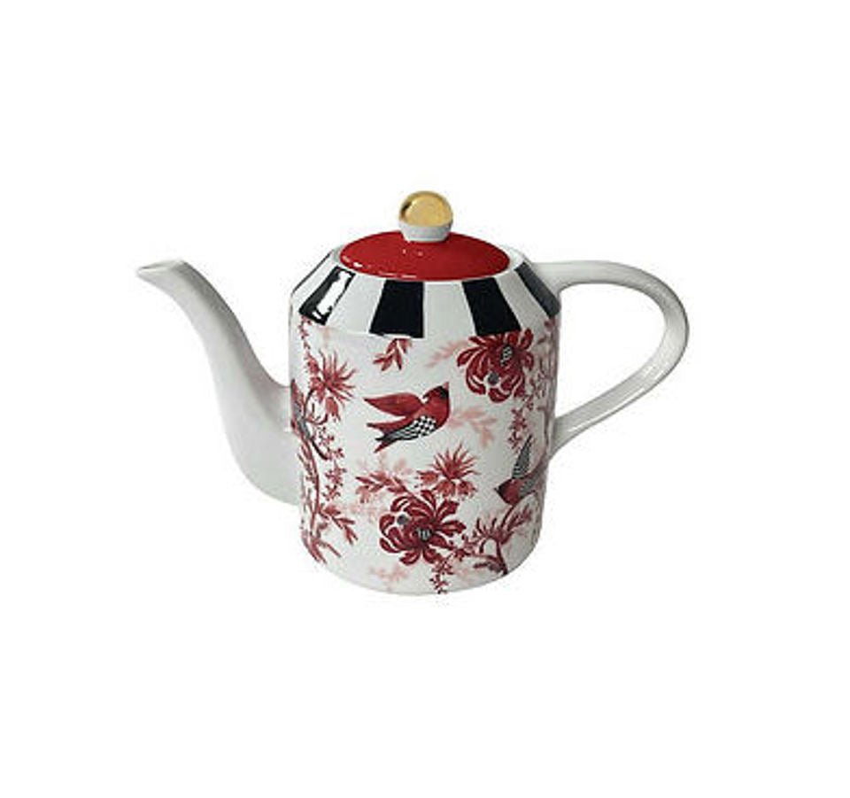 Cardinal Toile Teapot by MacKenzie - Childs - |VESIMI Design| Luxury Bathrooms and Home Decor