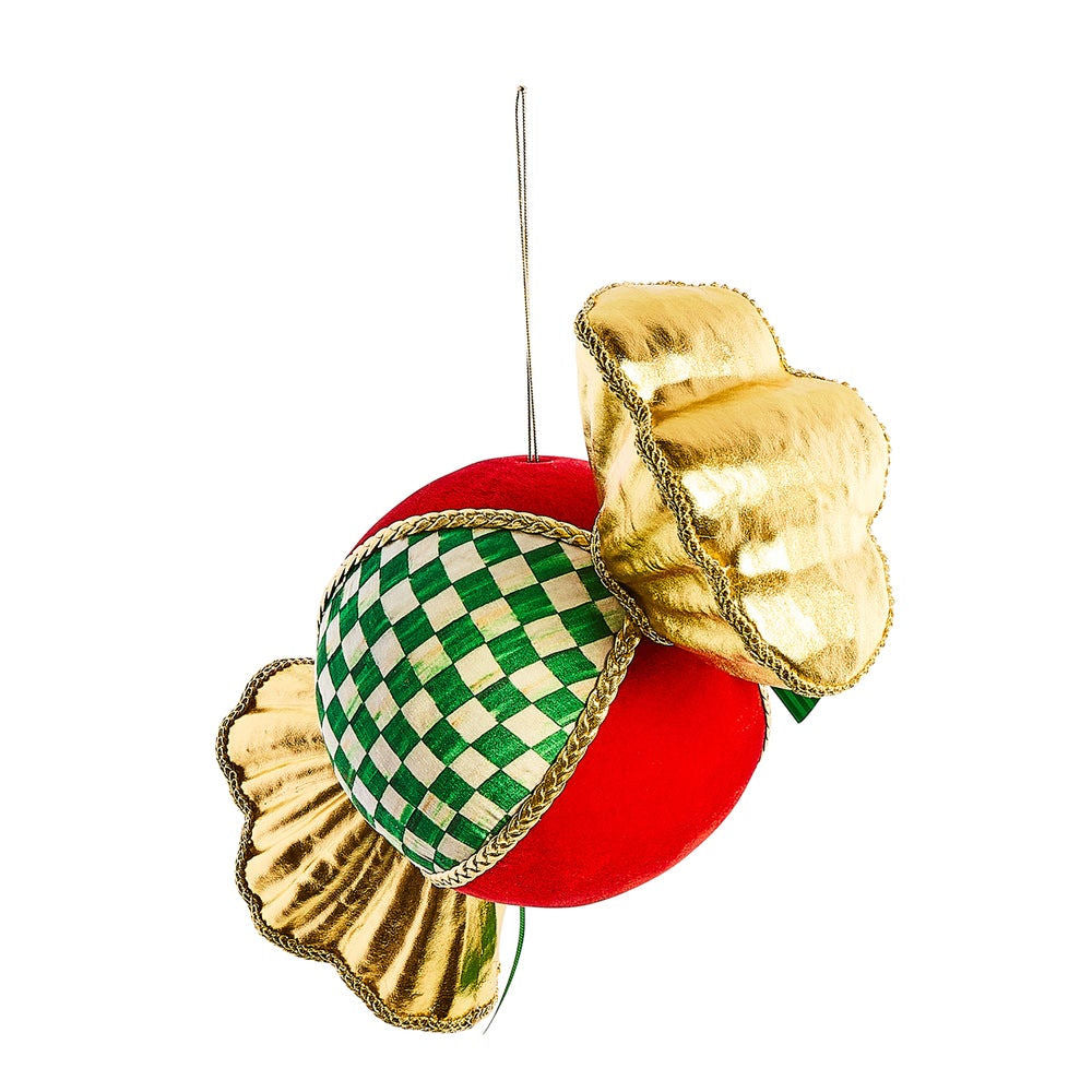 Check It Out Green Check Candy Fabric Ornament by MacKenzie-Childs