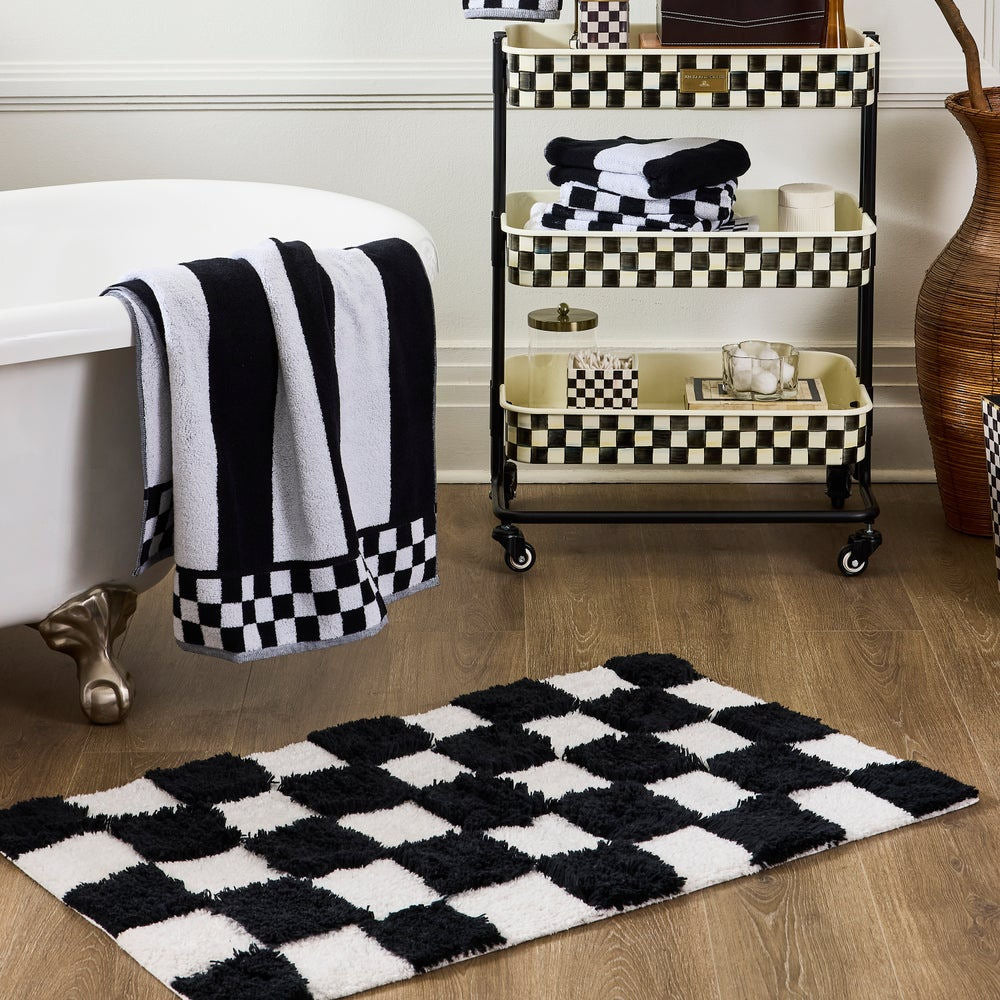 Checkerboard Black Bath Rug MacKenzie-Childs