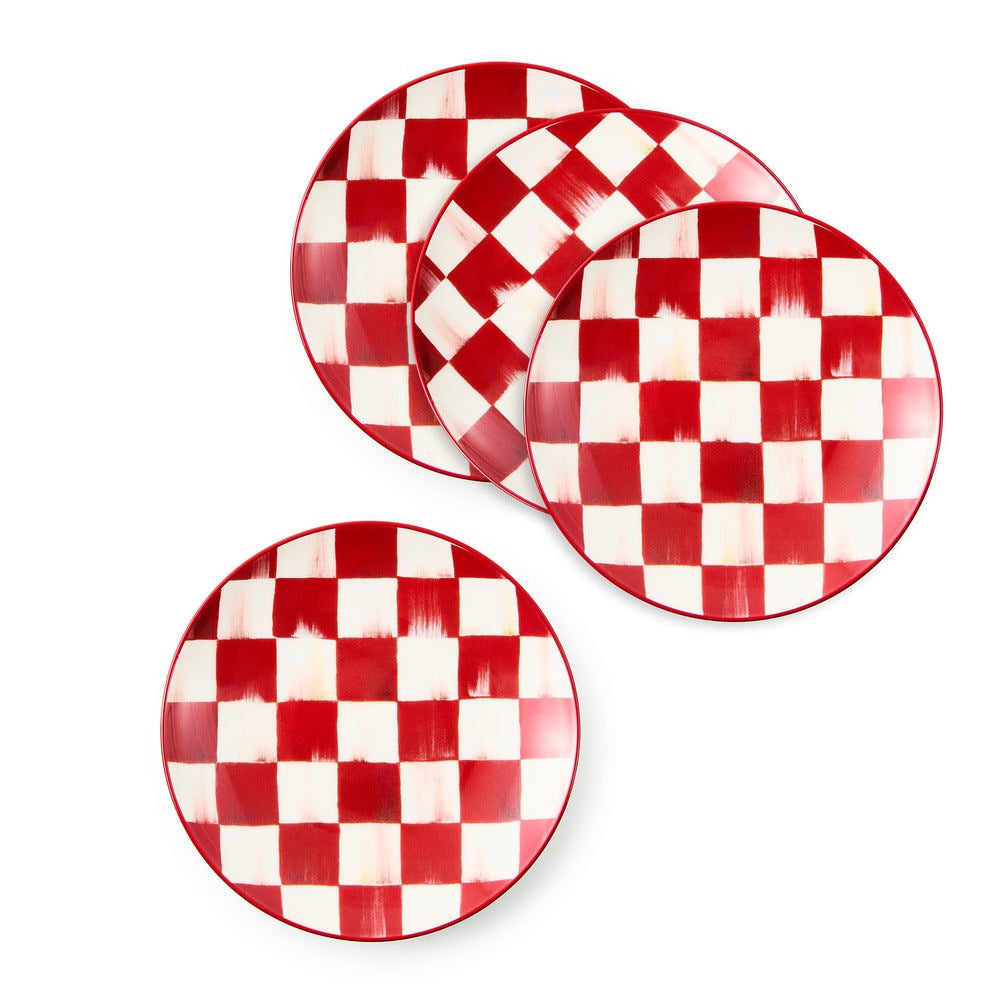 Cherry Check Appetizer Plates, Set of 4 by MacKenzie-Childs