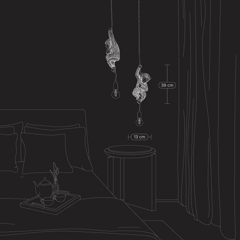 Chip the Monkey Ceiling Lamp, Black - |VESIMI Design|