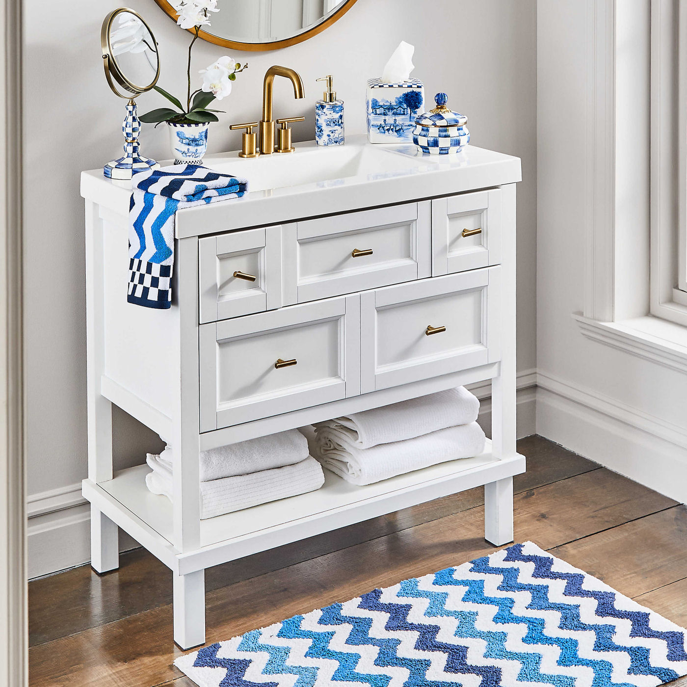 Royal Check Enamel Vanity Mirror by Mackenzie-Childs