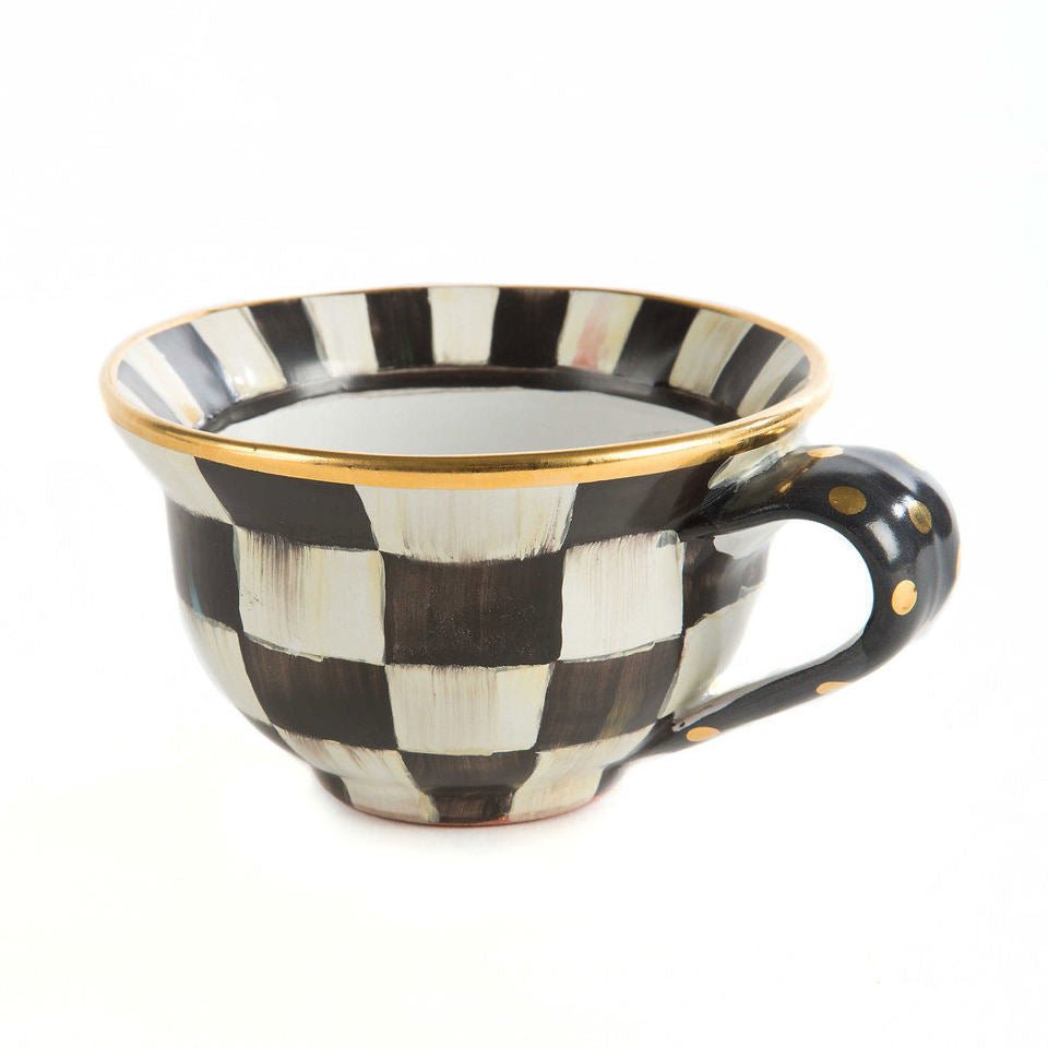 Courtly Check Ceramic Teacup - |VESIMI Design| Luxury Bathrooms and Home Decor