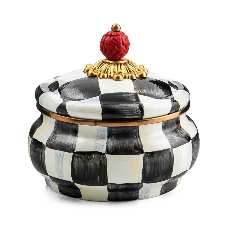 Courtly Check Enamel Squashed Pot by Mackenzie-Childs - |VESIMI Design|