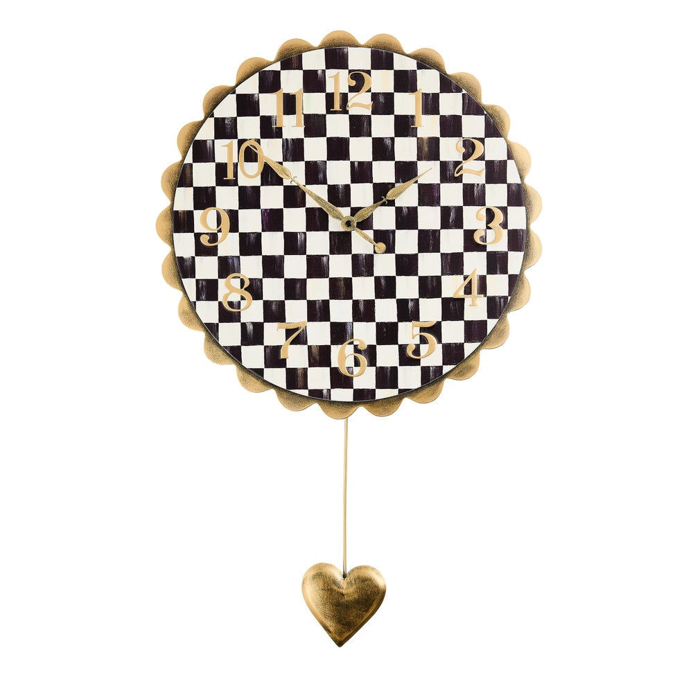 Courtly Check Heart Pendant Wall Clock MacKenzie-Childs