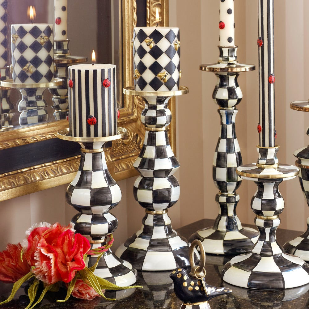 Courtly Check Large Pillar Candlestick