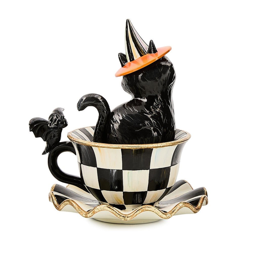 Courtly Check Teacup Cat Decor by MacKenzie - Childs - |VESIMI Design|