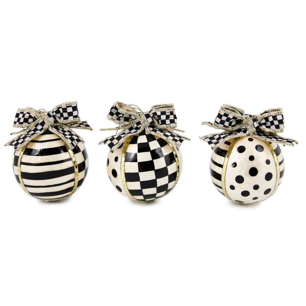 Courtly Noel Capiz Ball Ornaments, Set of 3 by MacKenzie-Childs
