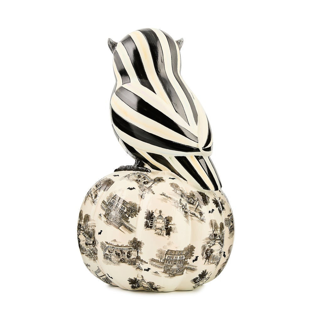 Courtly Owl on Toile Pumpkin by MacKenzie-Childs