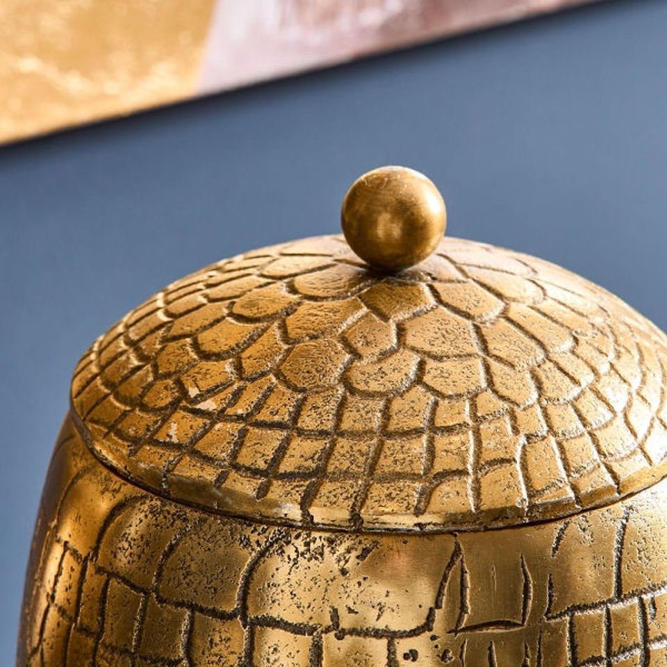 Decorative Aluminium Jar Aleyna Medium, Gold - |VESIMI Design|