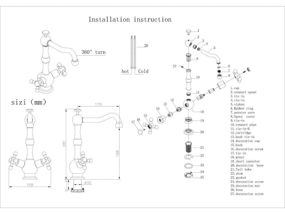 Deira Oil Rubbed Bronze Two Handles Basin Faucet - |VESIMI Design|
