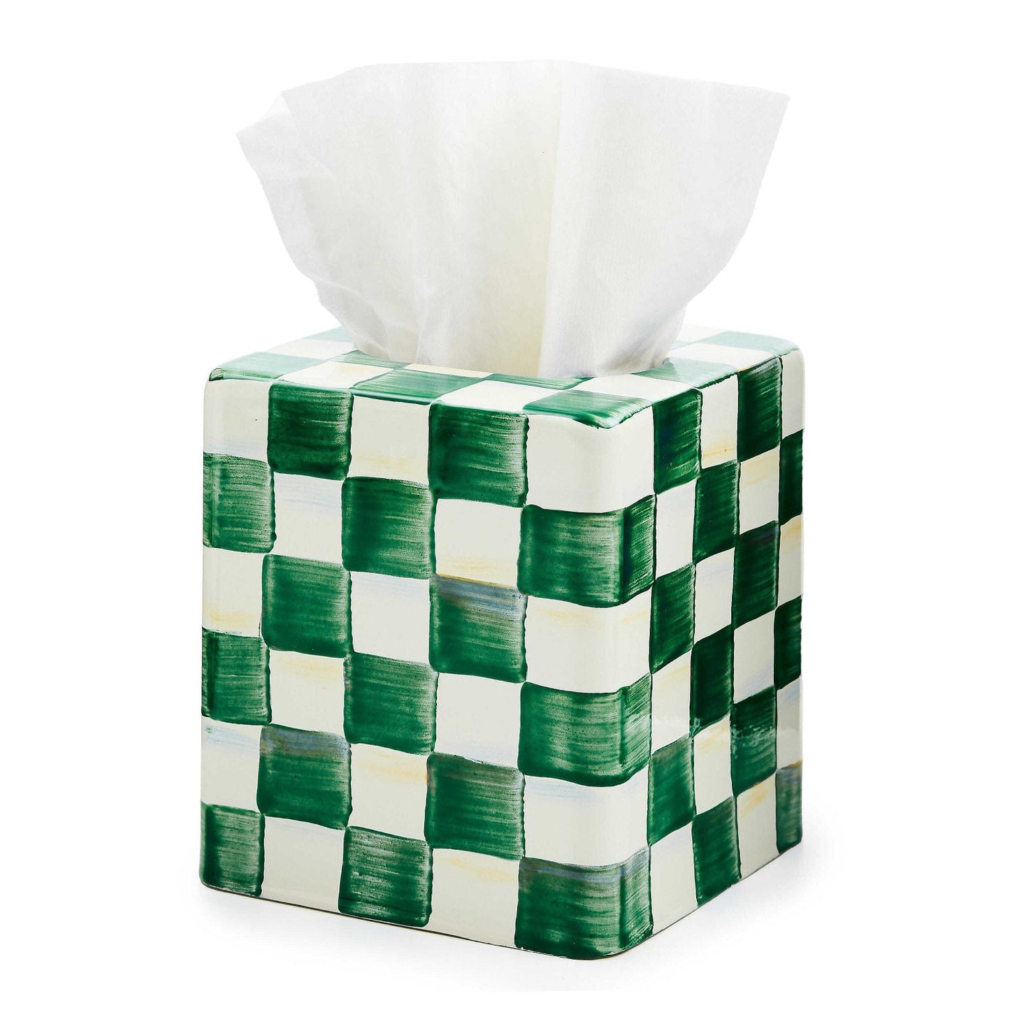 Emerald Check Boutique Tissue Box Cover by MacKenzie - Childs - |VESIMI Design|