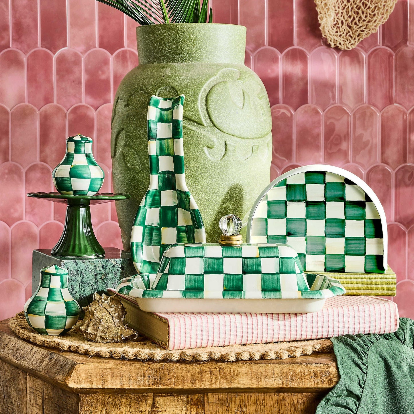 Emerald Check Butter Box by Mackenzie - Childs - |VESIMI Design| Luxury Bathrooms and Home Decor