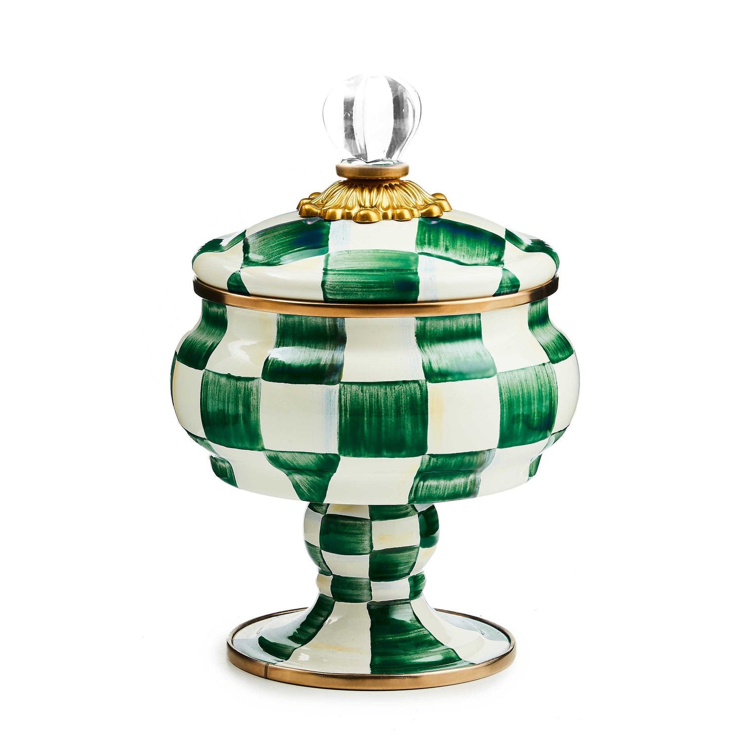 Emerald Check Curiosity Pot by MacKenzie - Childs - |VESIMI Design|