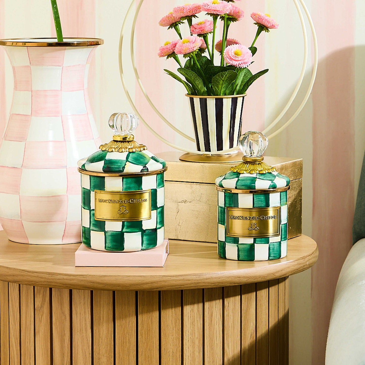 Emerald Check Demi Canister by MacKenzie - Childs - |VESIMI Design| Luxury Bathrooms and Home Decor