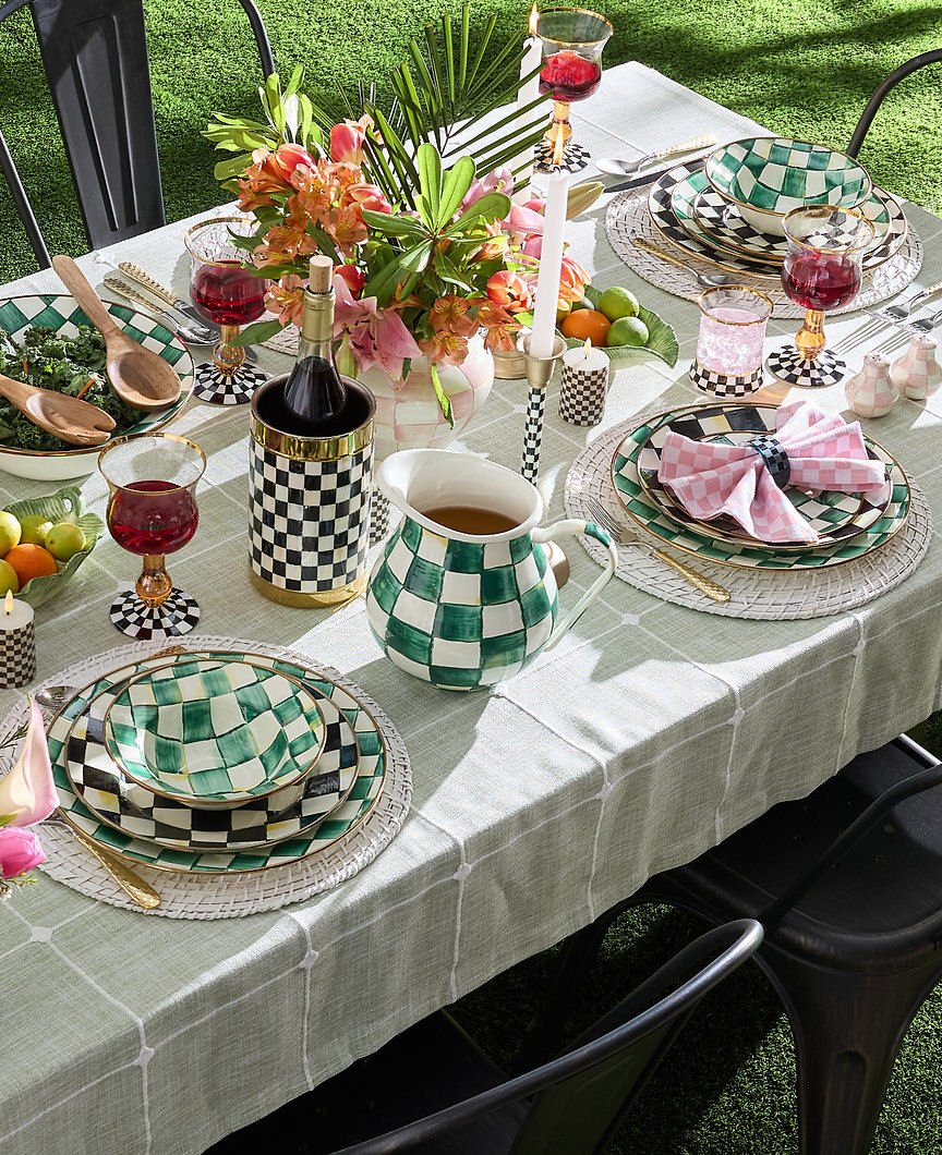 Emerald Check Dinner Plate by MacKenzie - Childs - |VESIMI Design|