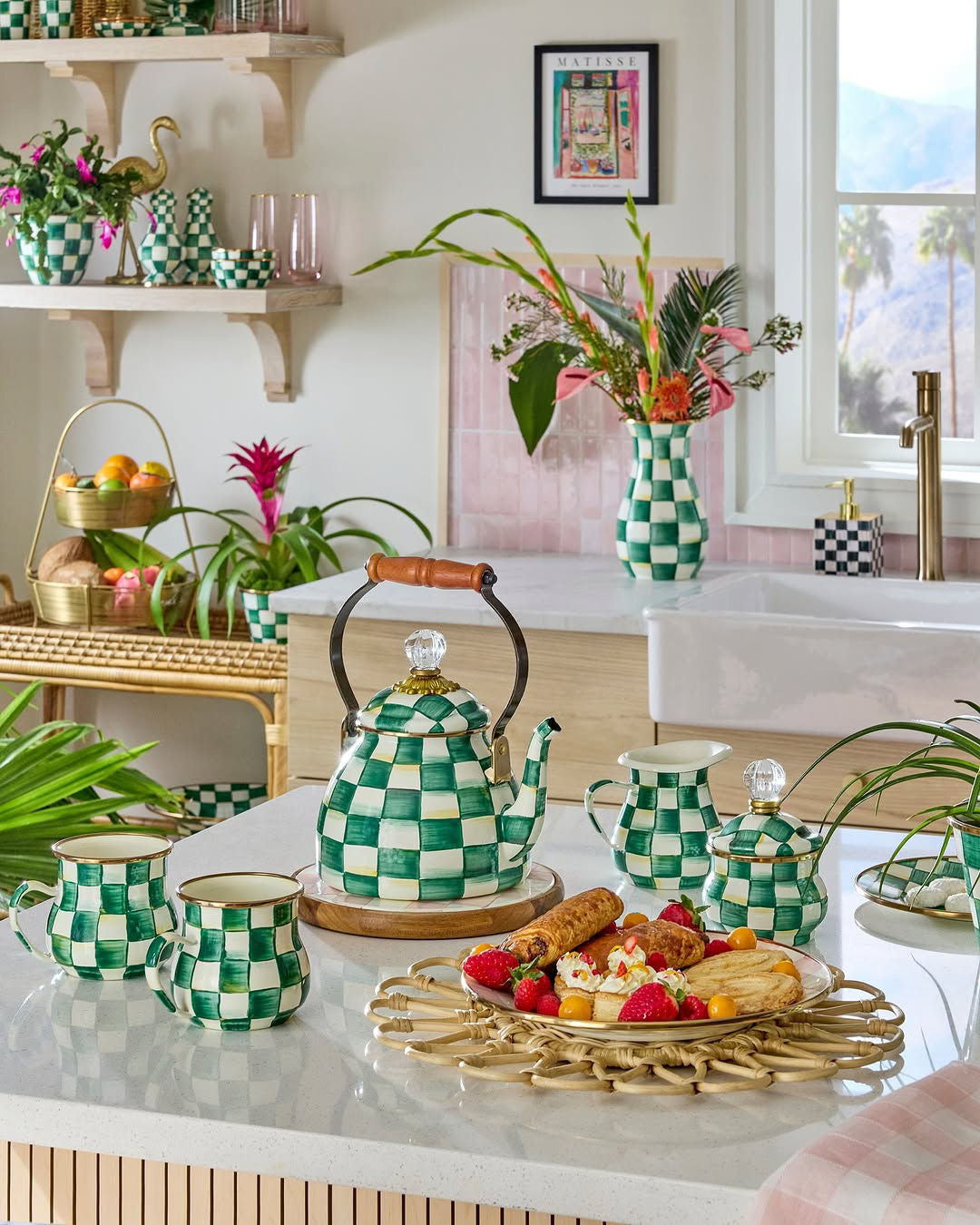 Emerald Check Squashed Pot by Mackenzie-Childs