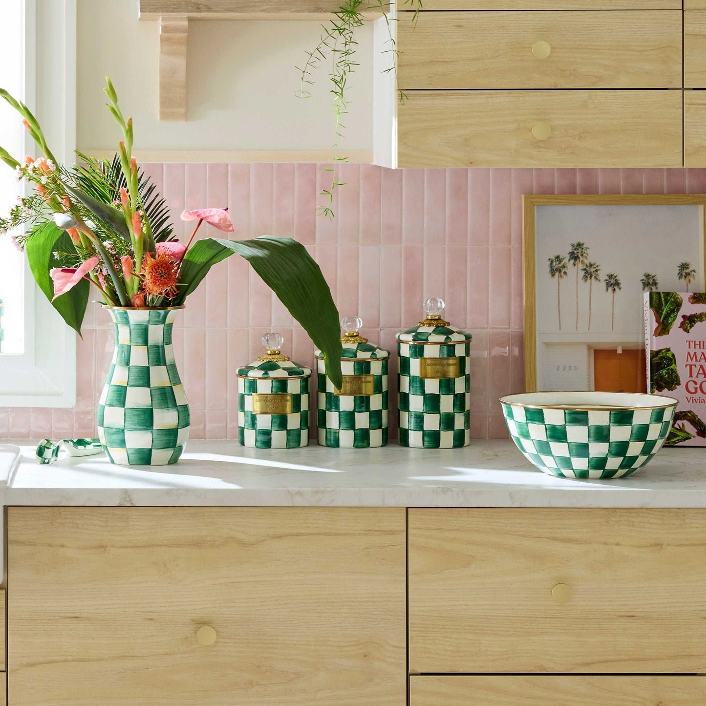 Emerald Check Large Canister - |VESIMI Design| Luxury Bathrooms and Home Decor