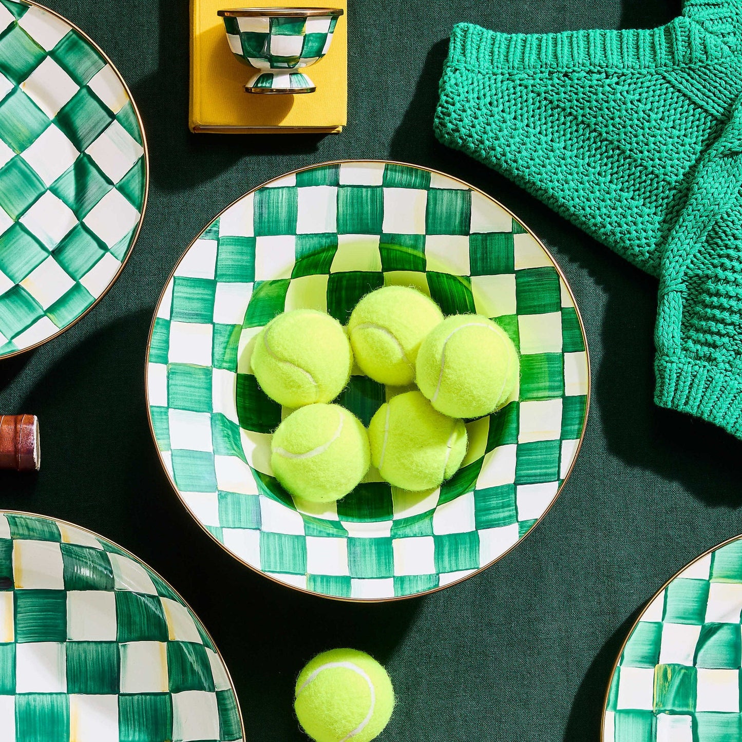 Emerald Check Serving Bowl by MacKenzie - Childs - |VESIMI Design|