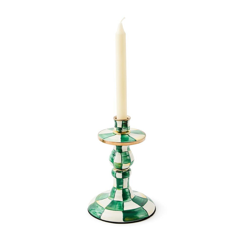 Emerald Check Small Candlestick by MacKenzie-Childs