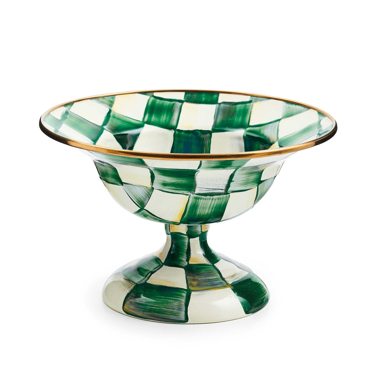 Emerald Check Small Compote by MacKenzie - Childs - |VESIMI Design| Luxury Bathrooms and Home Decor