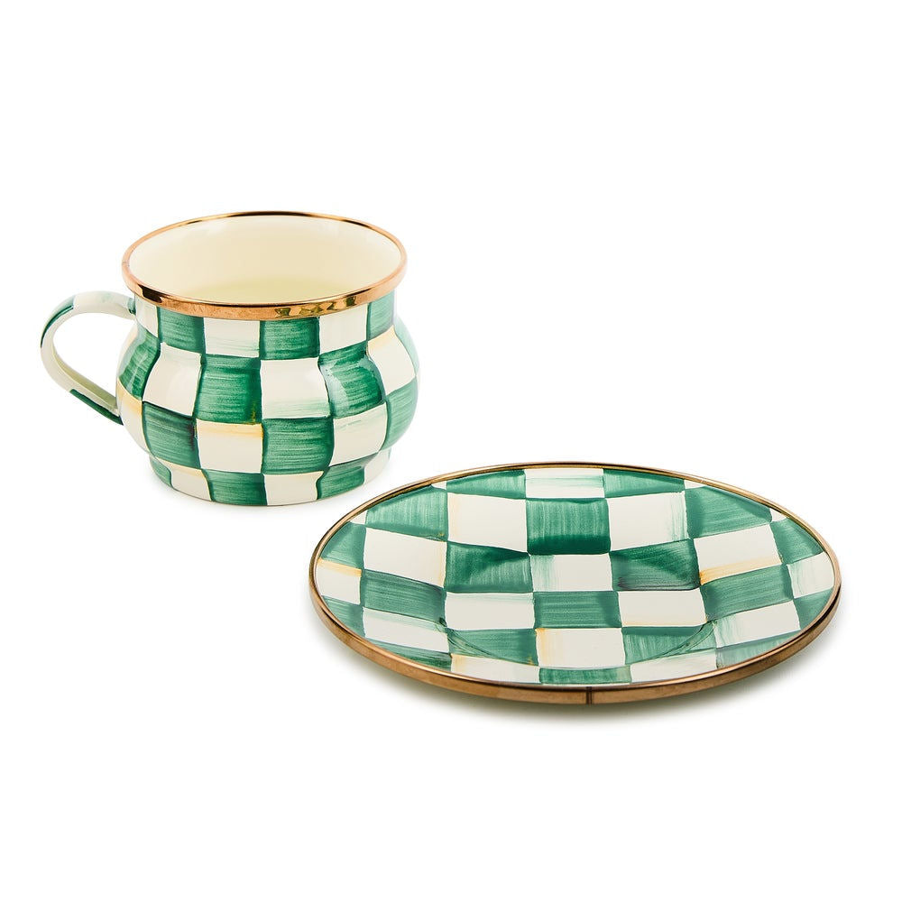 MacKenzie-Childs Emerald Check Teacup