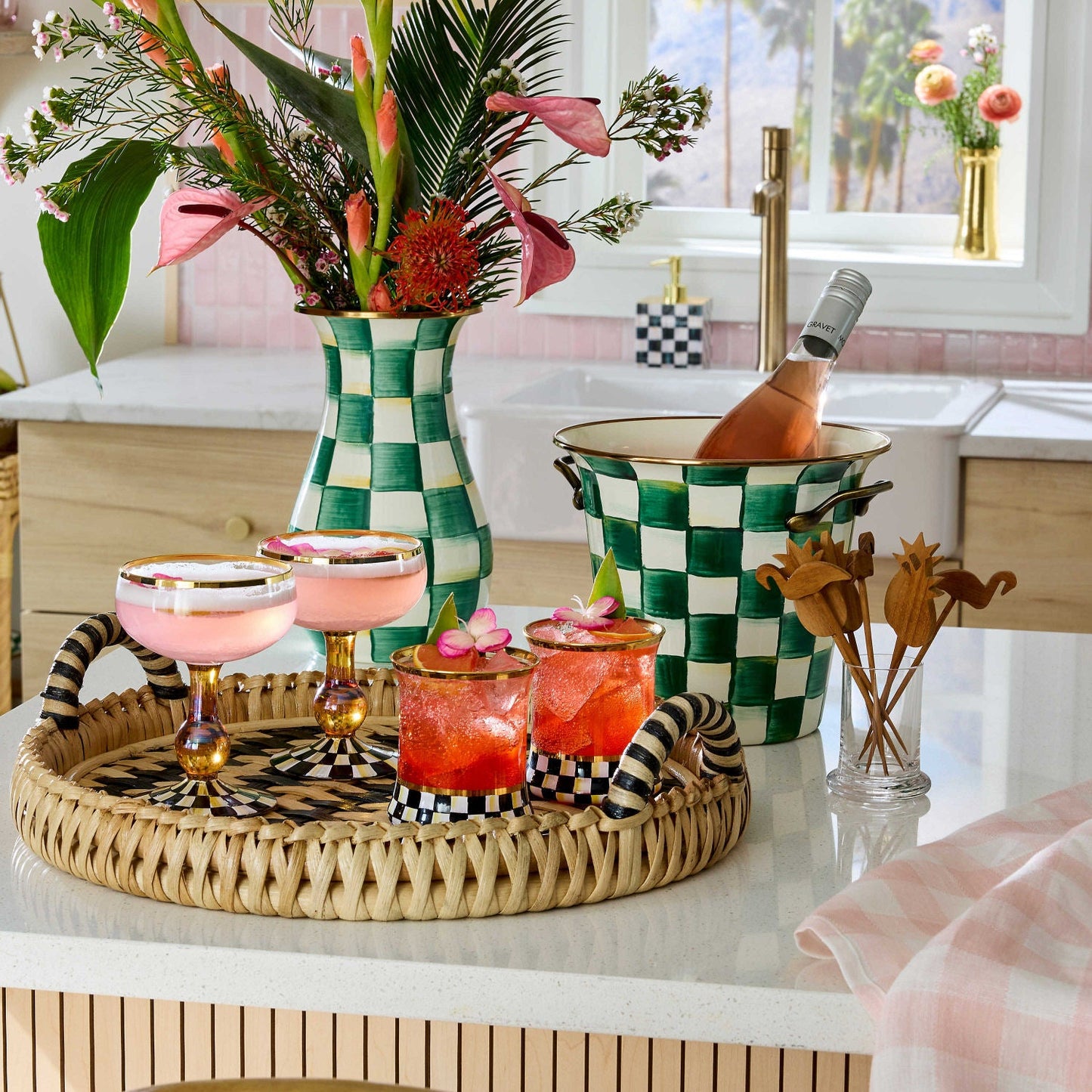 Emerald Check Wine Cooler by MacKenzie - Childs - |VESIMI Design|