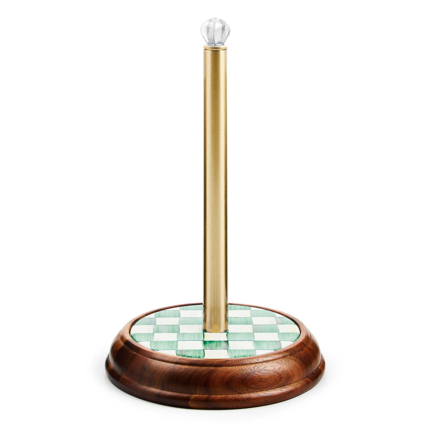 Emerald Check Wood Paper Towel Holder - |VESIMI Design| Luxury Bathrooms and Home Decor