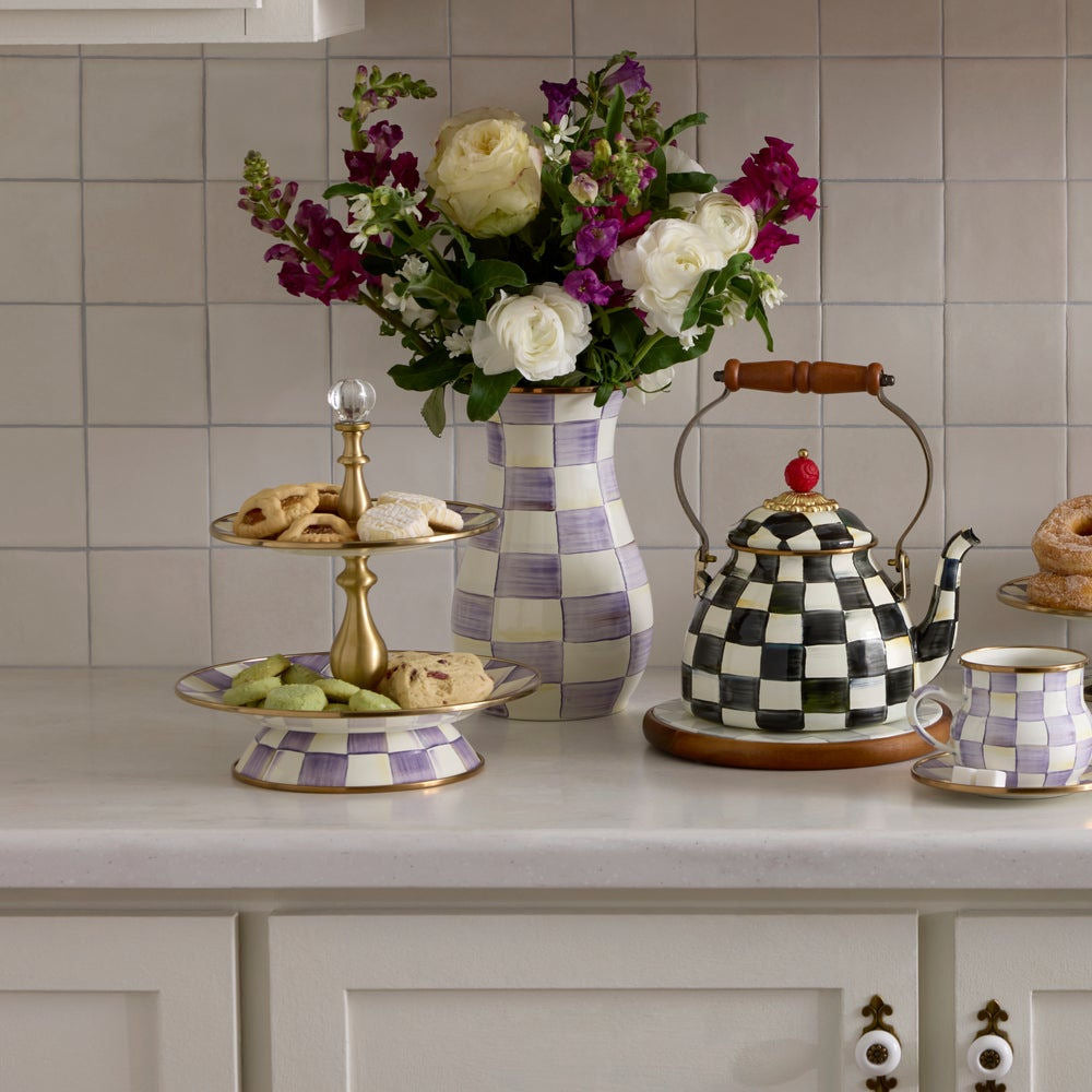 Violet Check Tall Vase by MacKenzie-Childs