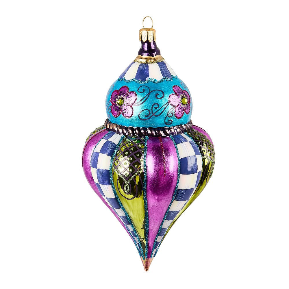 Floral Fluted Drop Glass Ornament MacKenzie-Childs