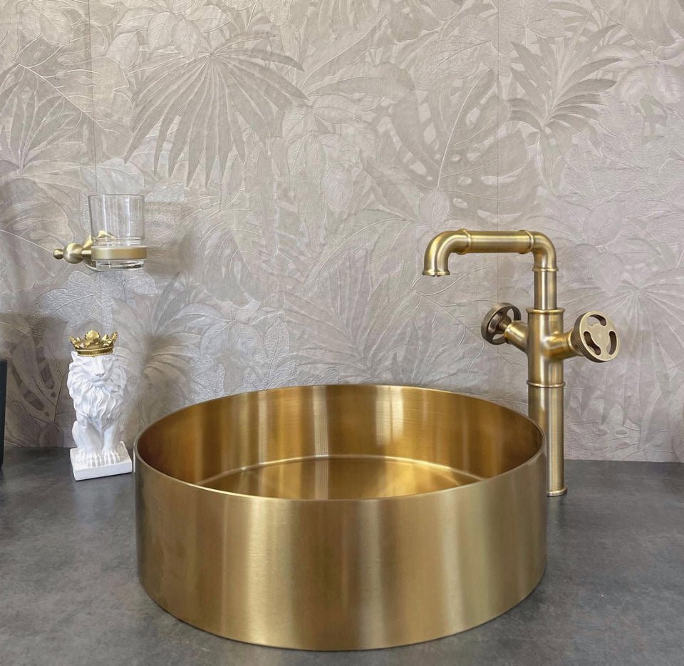 Freestanding Antique Brass Industrial Bathtub Faucet - |VESIMI Design|