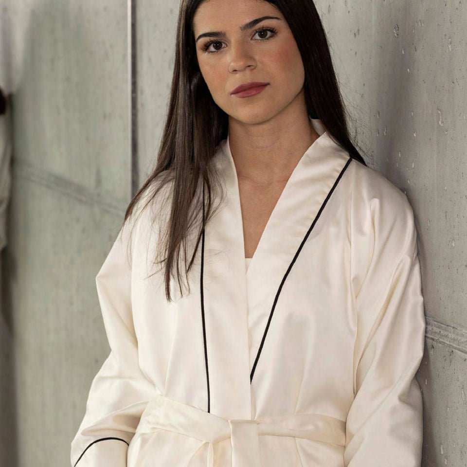 GRACE Exclusive Sateen 100% Egyptian Cotton Robe by Celso de Lemos - |VESIMI Design|