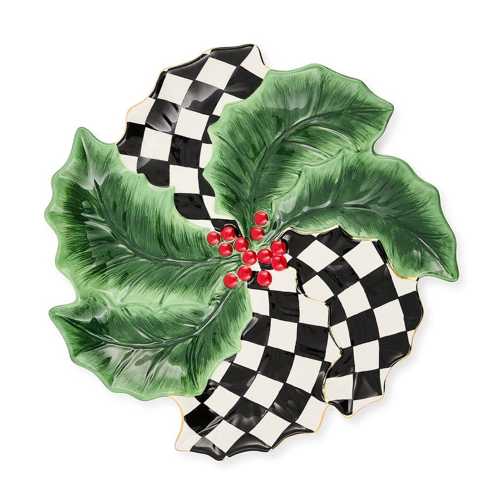 Holly Leaf Ceramic Serving Platter MacKenzie-Childs
