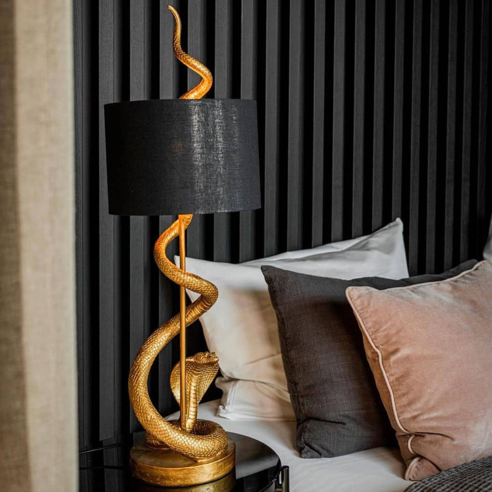 Antique Gold Snake Table Lamp Kaara