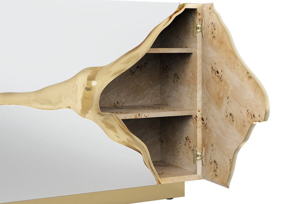 Lapiaz Single Vanity White and Gold Cabinet - |VESIMI Design|