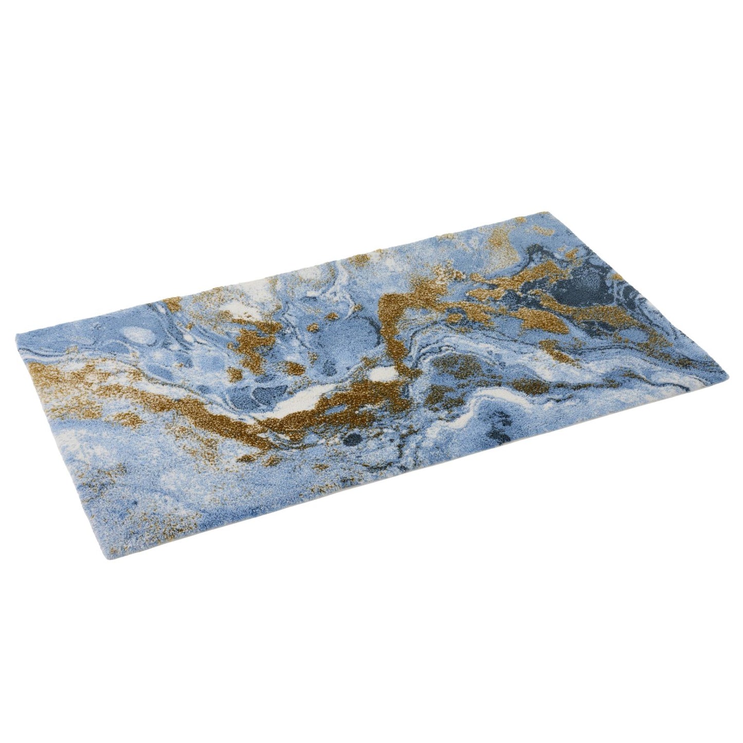 Dandy Blue & Gold Egyptian Cotton Bathroom rug by Abyss & Habidecor