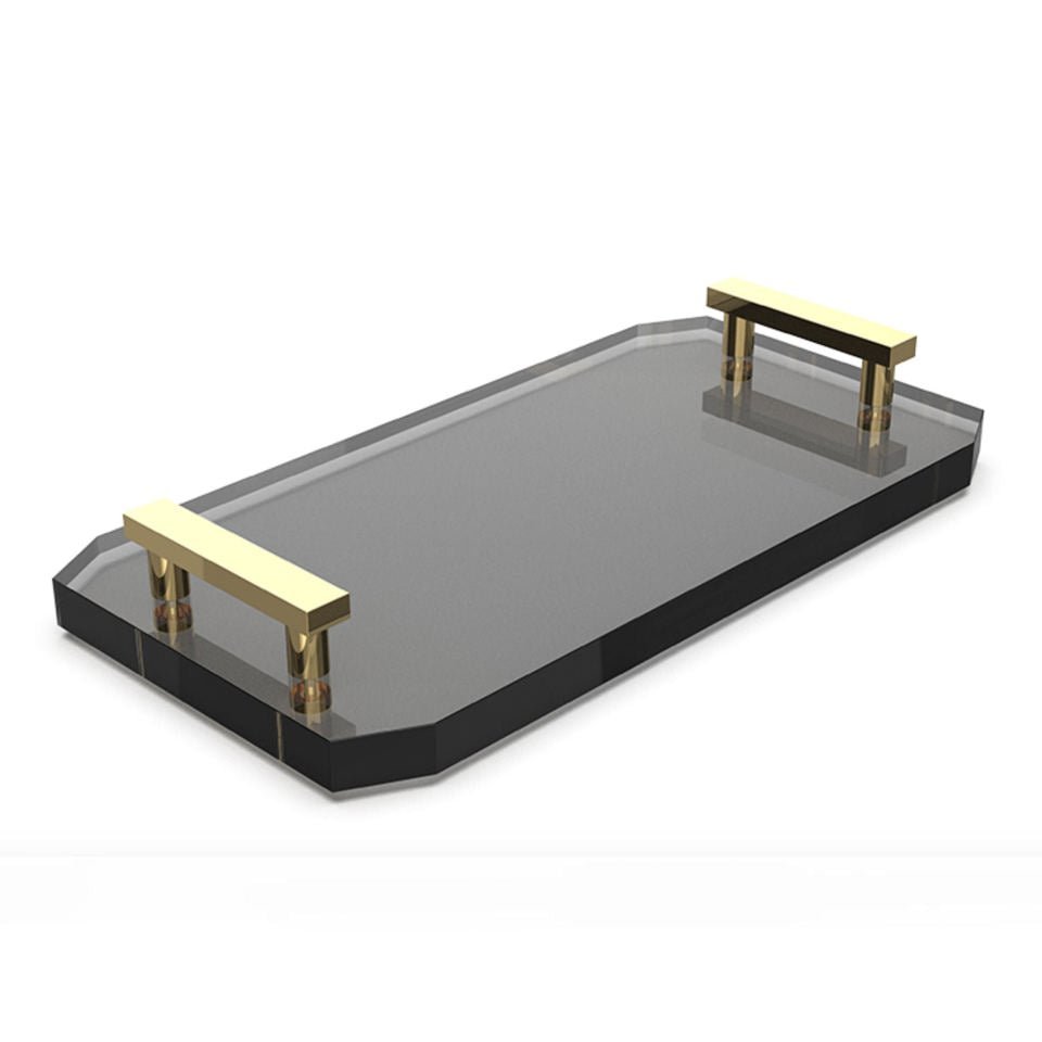 Luxury Crystal Glass Black Tablet Tray by Decor Walther - |VESIMI Design|