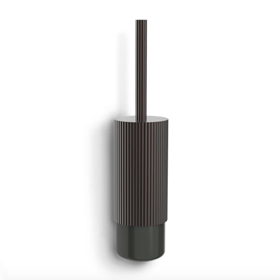 Luxury Dark Brown Aluminium & Porcelain Toilet Brush Holder / Mocca & Moor - |VESIMI Design|