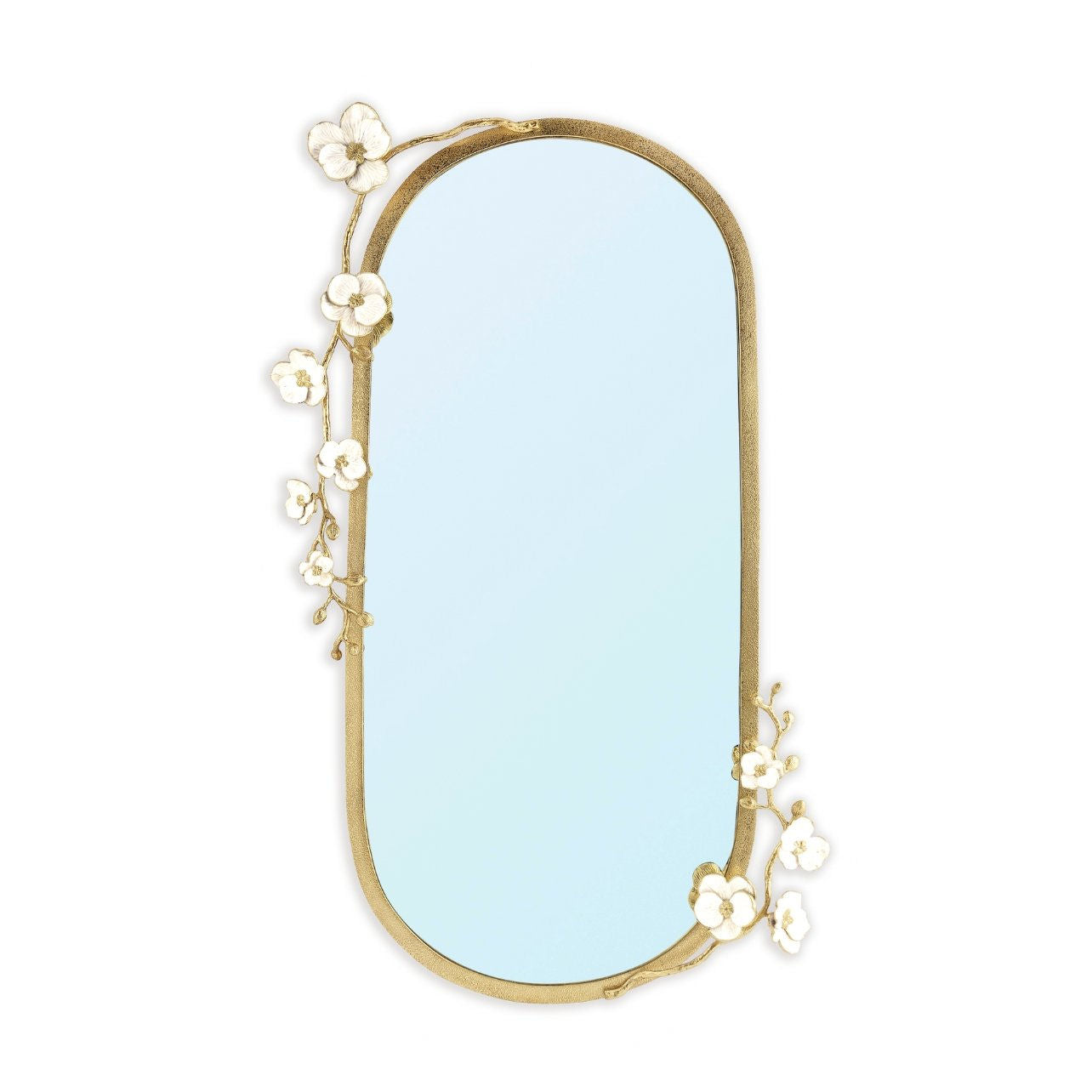 Handmade Brass & Enamel Orchid Mirror by Michael Aram