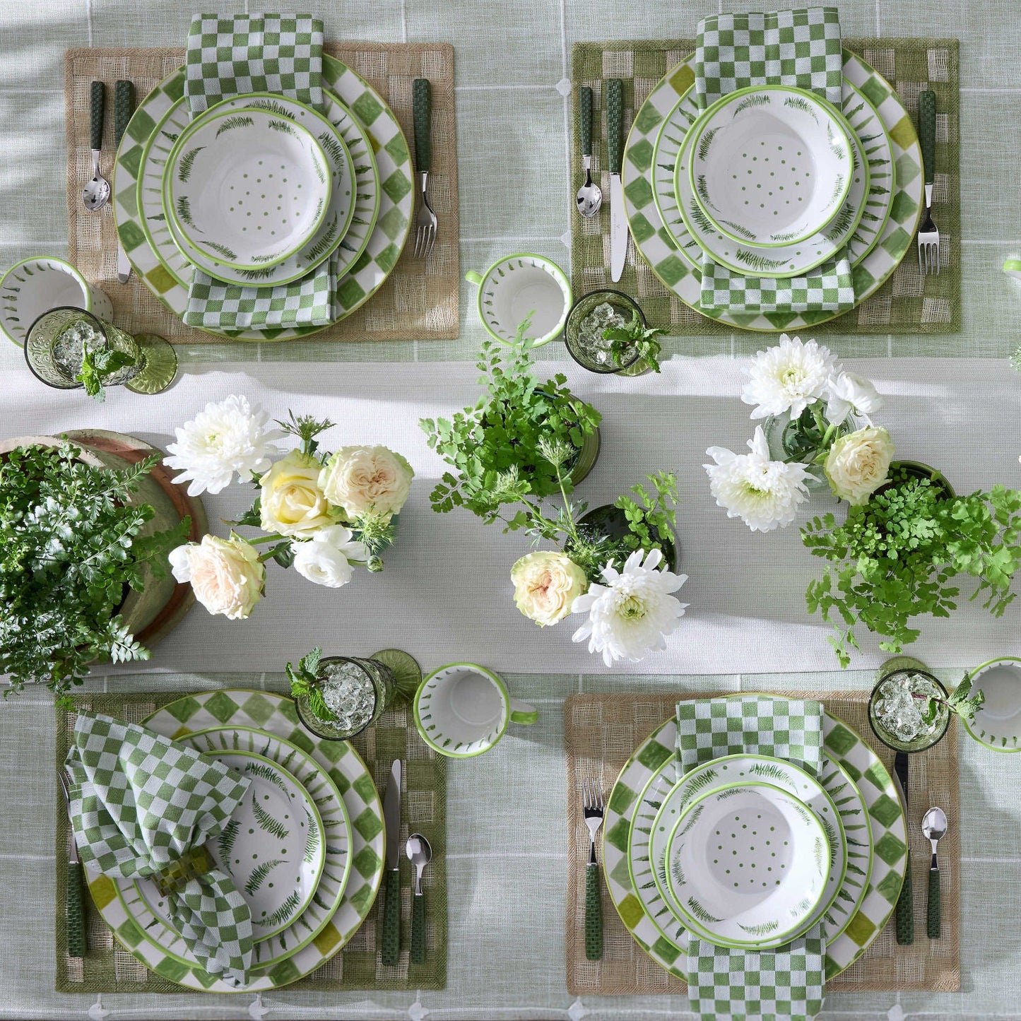 MacKenzie - Childs Green Check Napkin, Set of 4 - |VESIMI Design|