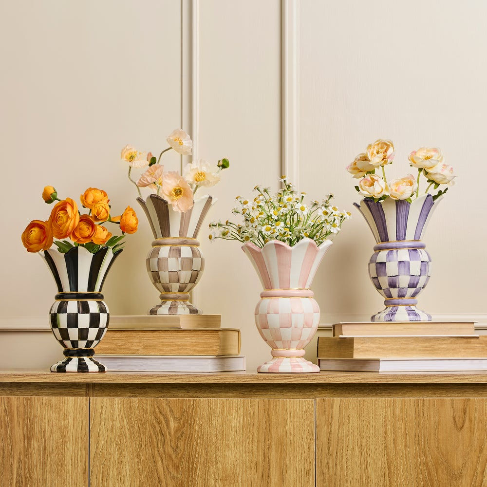 Mocha Check Small Great Vase by MacKenzie-Childs