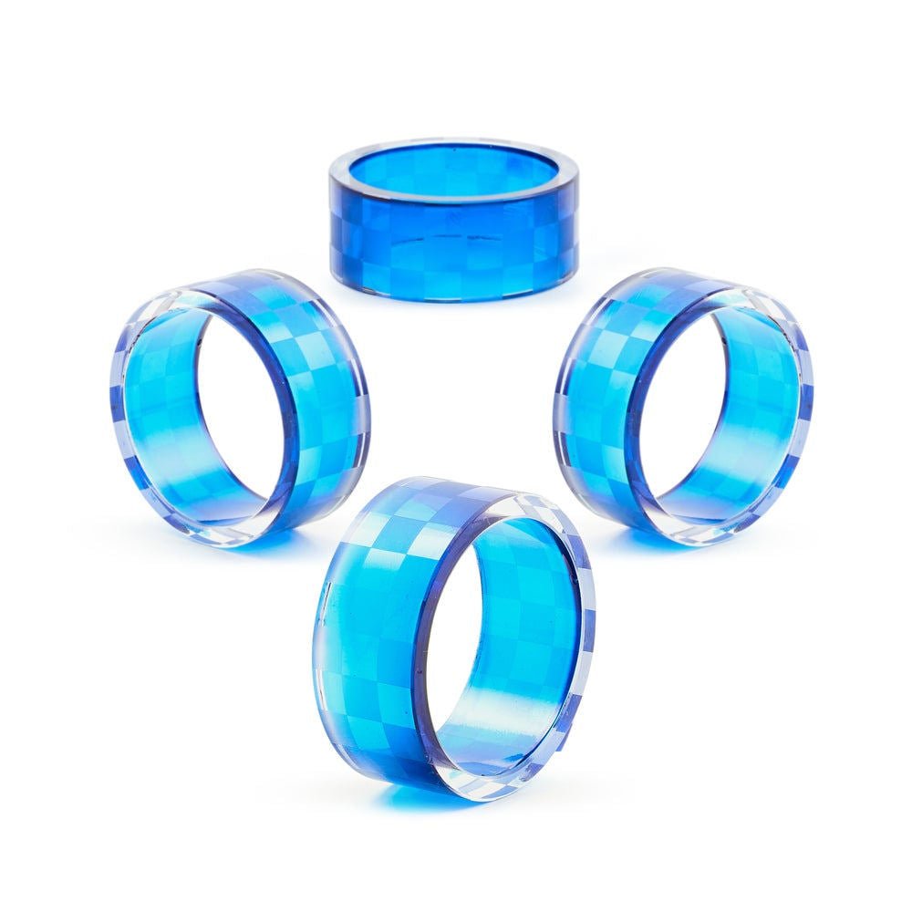MacKenzie - Childs Navy Check Napkin Rings, Set of 4 - |VESIMI Design|